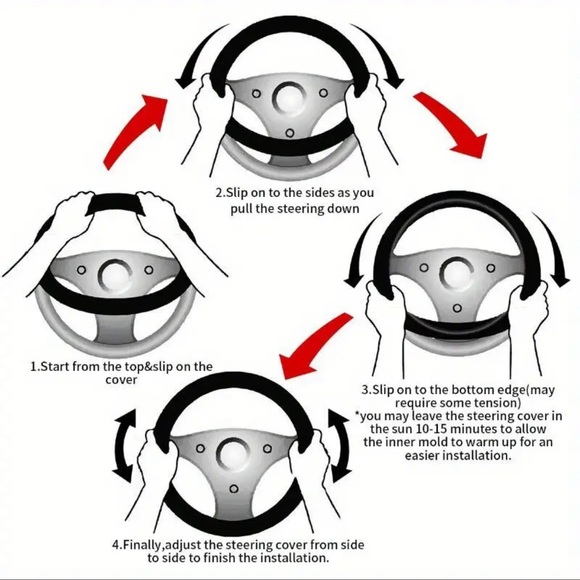 Horror-Themed Steering Wheel Cover - Black and Red - Picture 8 of 9